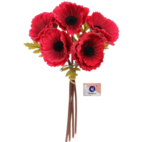 Цветы искусственные "Natur" 30см Маки 5шт бордовые
