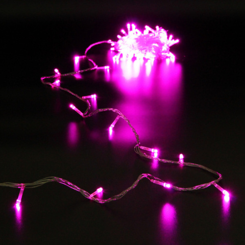 Гирлянда для дома  9,5м 100 ламп LED прозрач.пров.,8 реж, IP-20, Розовый (возможность соединения)