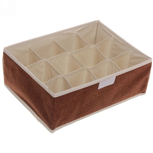 Коробка для хранения вещей 12 ячеек 322312 Уют коричневая_3