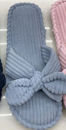 Тапочки женские домашние "COZY", цвет серо-голубой, р-р 38-39