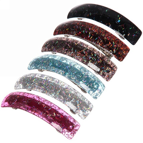 Заколка автомат Lady Collection - Блеск, прямоуг, 6 цветов, 92,5см (Кокетка)_17