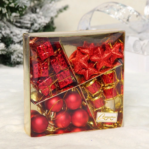 Набор украшений "Новогодний базар" 15.5*15.5 см, Красный