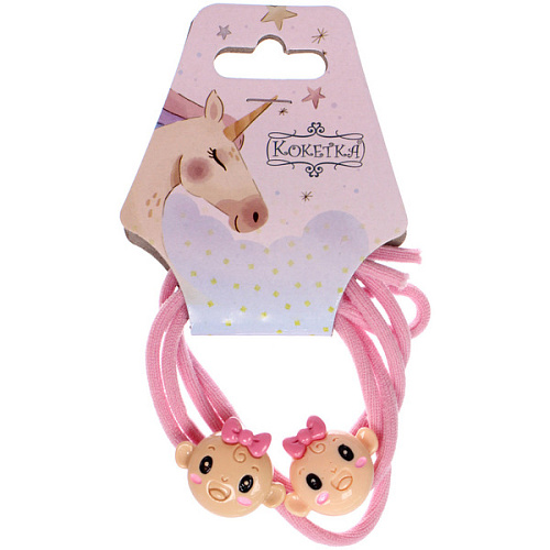 Резинки для волос 2шт МИМИШКА, малыш, микс 5 цветов, d-5,5см (подвес Единорог)_4