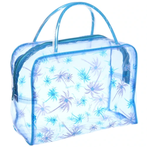 Косметичка прозрачная "Adventure - Peas", пальмы цвет голубой, 23*17*9см