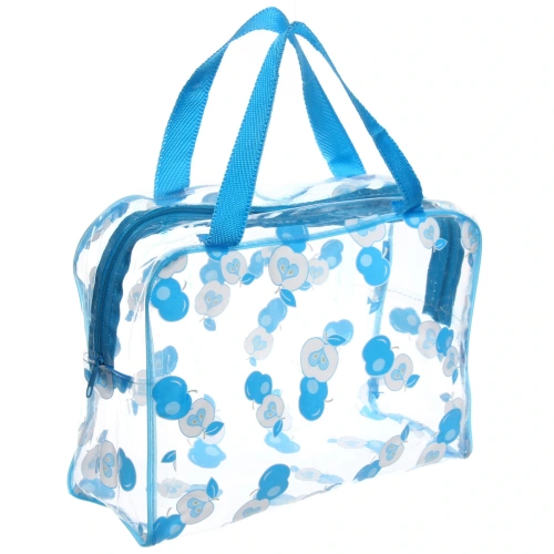 Косметичка прозрачная "Adventure - Peas", яблочки, цвет голубой, 17*9,5*5см