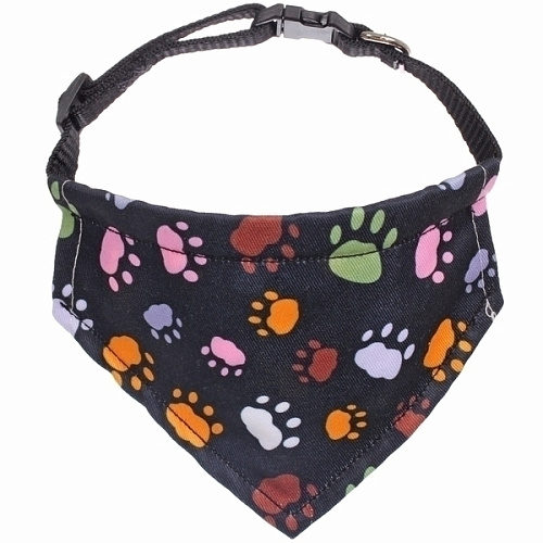 Ошейник с банданой для кошек и собак мелких пород Стильный БРО, принт лапки, рS, 18,512,5см (лейбл)_3