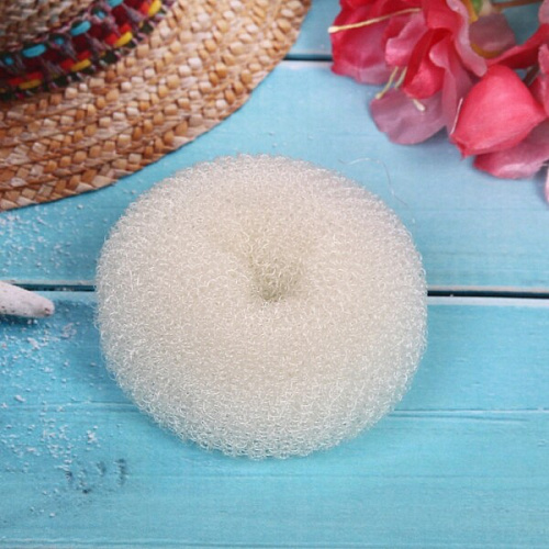 Заколка валик для создания пучка d-5,5см, цвет белый (лейбл Кокетка)_6