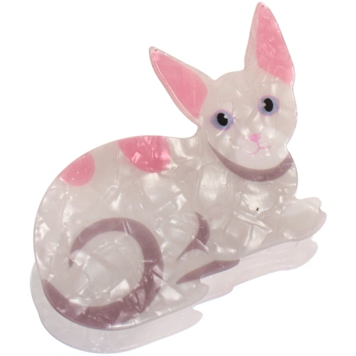 Заколка-краб для волос "#ХВОСТИКИ-КОСИЧКИ", кошечка Луна, цвет серый, 8,5*6см 