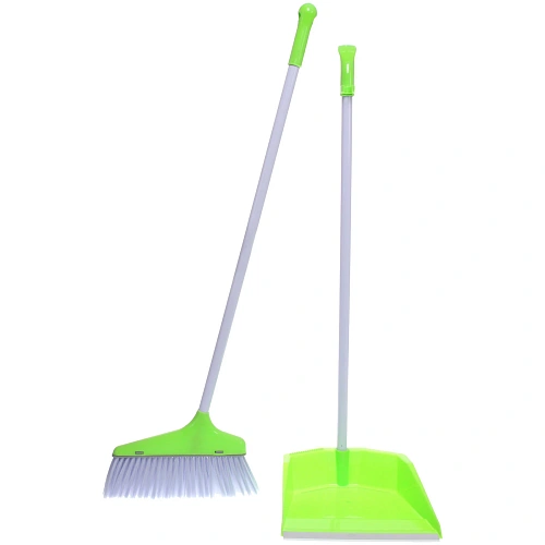 Набор для уборки, щетка для пола с совком зеленый_8