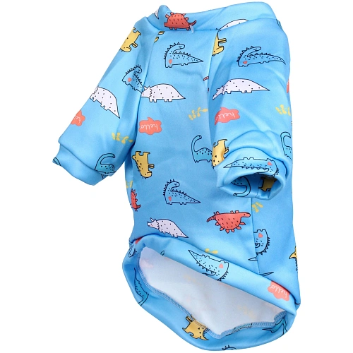 Кофта - толстовка для мелких пород собак BRO Style, принт динозаврики, р XL (на флисе)_9