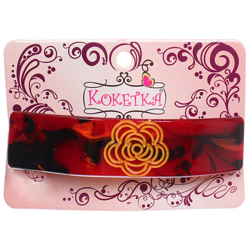 Заколка - автомат ЭКЛЕР, форма прямоугольная, розалия, микс 5 цветов, 112,8см (блистер Кокетка)_6