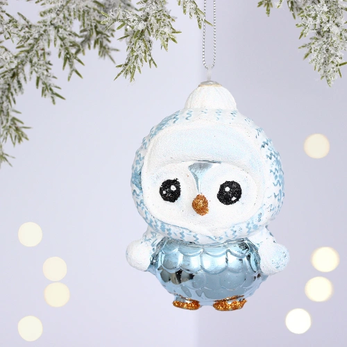 Ёлочная игрушка "Чудной пингвин" 7*5*10 см, Голубой