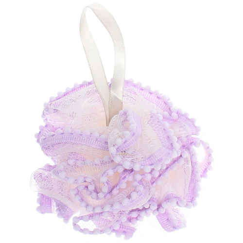 Мочалка нейлоновая Premium - SEFORA, цвет сиреневый, d-11см, 50гр, (ZIP пакет)_4