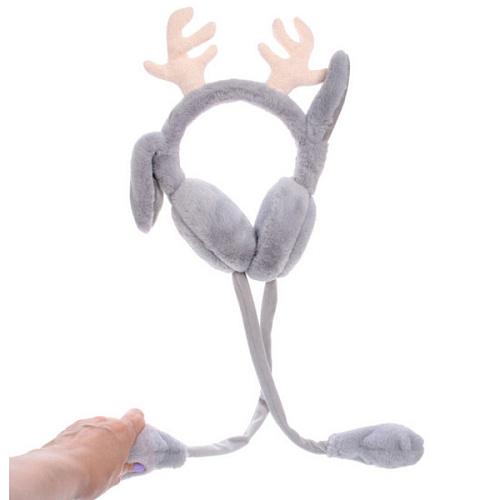 Наушники меховые с двигающимися ушками Santa's Friend, цвет серый_14