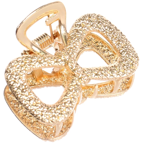 Заколка - краб для волос на блистере КАСКАДА, бантик, цвет золото и серебро, 254см (пакет с подвесом)_3