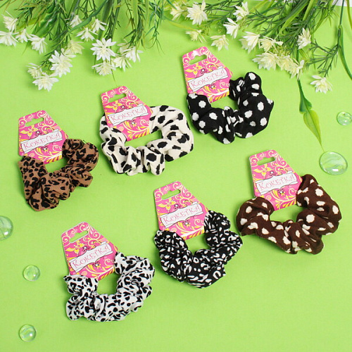 Резинка для волос Collection School, принт леопард, микс 6 цветов, d-12см_4