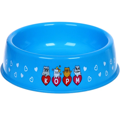 Миска пластиковая "МОЙ БРО - Корм!, цвет небесно- синий 21*6,5см (логотип на миске) 700мл
