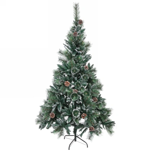 Ёлка "Кристальная" 180 см, Леска+ПВХ, шишки,белое напыление (700 веток)