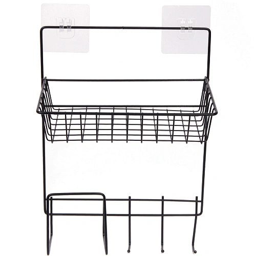 Органайзер металлический подвесной универсальный ФАНАДЕРО, цвет черный, одна полка с крючками, 251434см (лейбл)_3