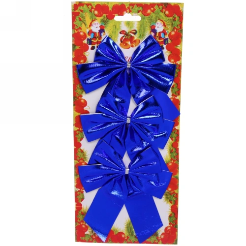 Бант на ёлку "Синий шик" 9 см (набор 3 шт)