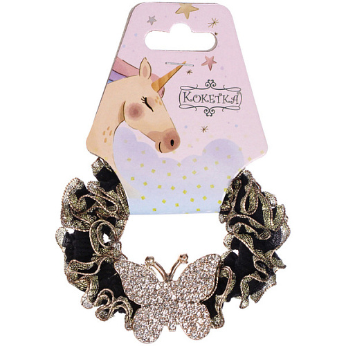 Резинка для волос 1шт МАЛЬТА, бабочка, микс 5 цветов, d-5см (подвес Единорог)_5