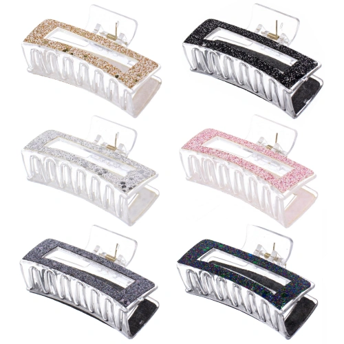 Заколка - краб для волос на блистере "MASKOTTA", шесть цветов в ассортименте, 9см  