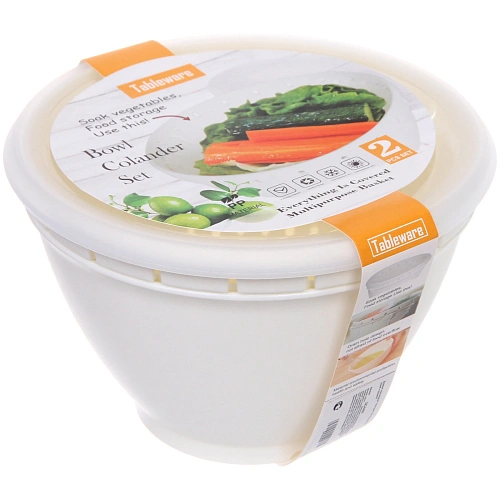 Дуршлаг пластиковый  Фаттория 1812см двойной с чашей и крышкой_6