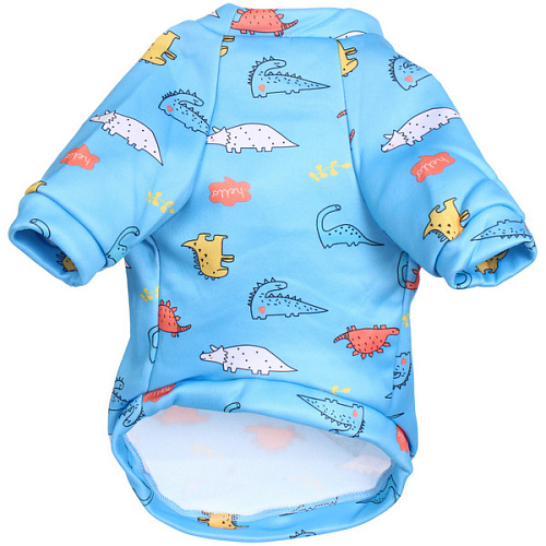 Кофта - толстовка для мелких пород собак BRO Style, принт динозаврики, р 2XL (на флисе)_5