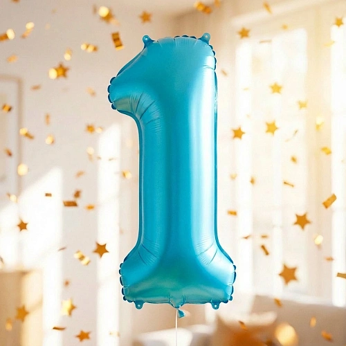 Шар фольгированный 32'/81см "Цифра "1" (голубой)