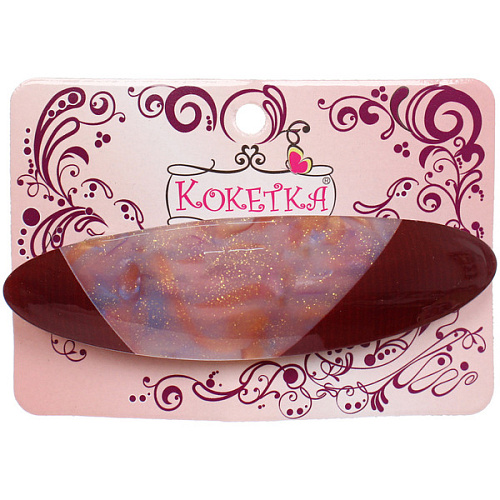 Заколка - автомат ЭКЛЕР, форма овал, тайра, микс 5 цветов, 92,7см (блистер Кокетка)_3