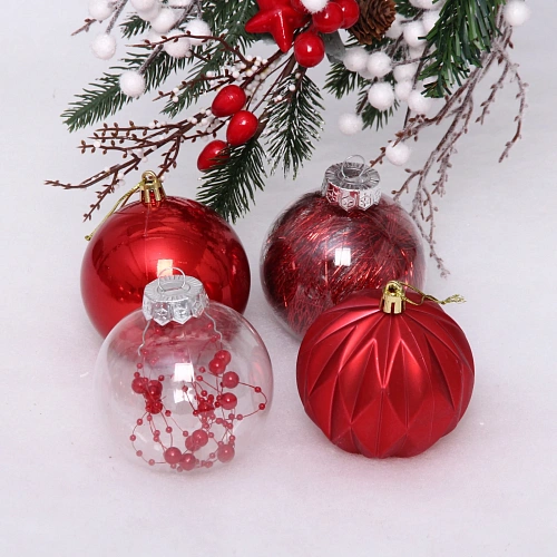 Набор шаров 8 см Волшебство (в наборе 12 шт), Красный_3