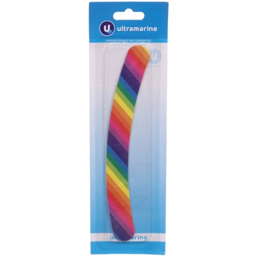 Пилка для ногтей наждачная на блистере бумеранг "Ultramarine", цвет радуга,17,5*2см