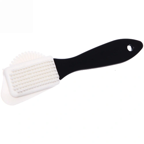 Щетка для обуви пластиковая Селфи, тройная для замши и нубука, цвет черный, 15,5см _6