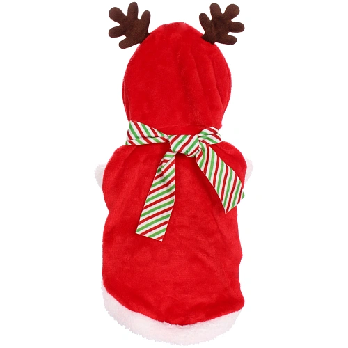Кофта плюшевая с капюшеном для собак мелких пород  Олень Рудольф, размер S (3525см)_9