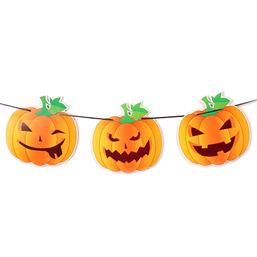 Растяжка бумажная Helloween - Злые тыквы 3 м_3