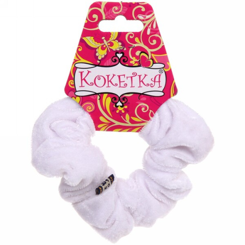 Резинка для волос 1шт "Кокетка - Бархат", цвет белый, d-10,5см 