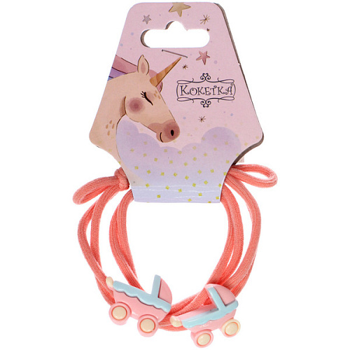 Резинки для волос 2шт МИМИШКА, колясочка, микс 5 цветов, d-5,5см (подвес Единорог)_6