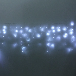 Гирлянда для улицы БАХРОМА "Мерцание" ш5м* в0,4/0,6/0,8 см 196 ламп LED, прозр.пров, 1 реж, IP-54, Белый (возможность соединения)