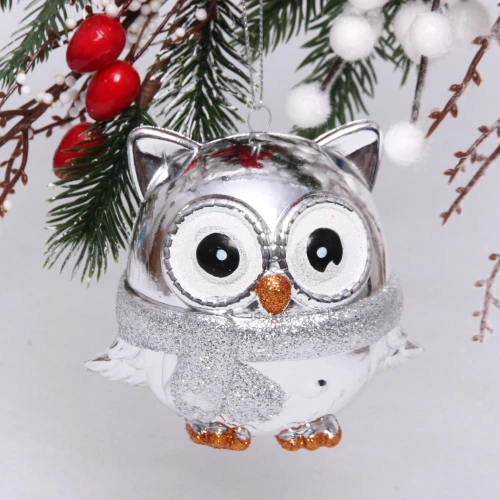 Ёлочная игрушка "Мудрая сова" 10*5*10 см, серебро