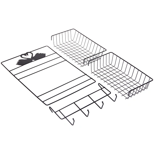 Органайзер металлический подвесной универсальный ФАНАДЕРО, цвет черный, две полки, с крючками, 251348см (лейбл)_5