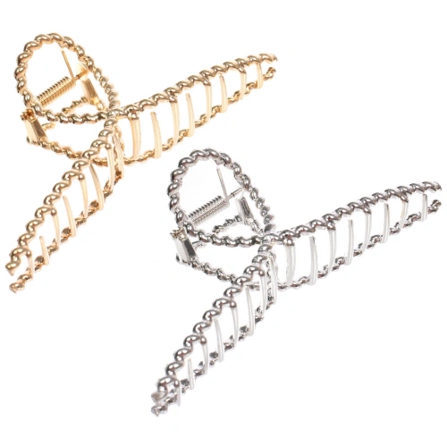 Заколка - краб для волос на блистере "PREMIUM", де палма, цвет серебро и золото, 11,5см