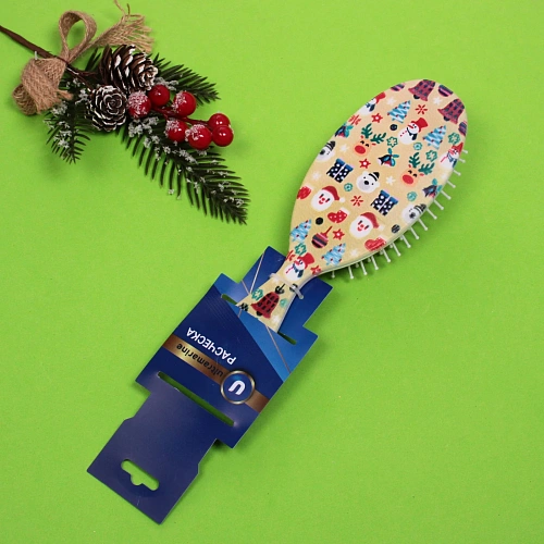 Расчёска массажная Mon Possier - Новогодние чудеса, цвет желтый, 7,522,5см_7