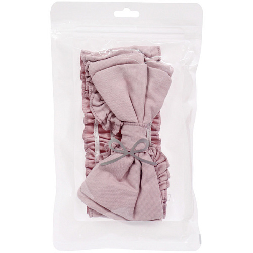 Повязка на голову косметическая ДАЙМОНД РУШ, бантик, цвет белый, пудровый, небесный и лиловый, 207см (ZIP пакет)_7