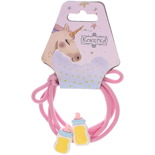 Резинки для волос 2шт МИМИШКА, бутылочка, микс 5 цветов, d-5,5см (подвес Единорог)_4