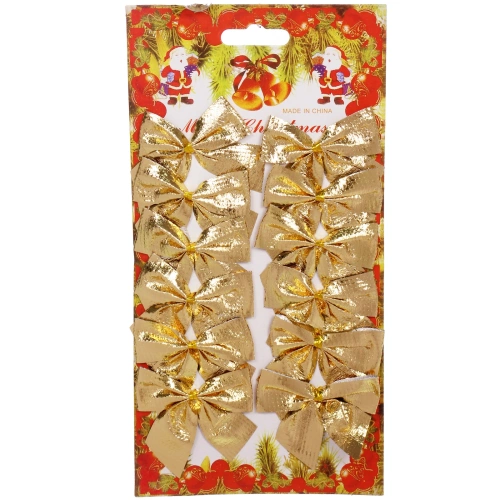 Бант на ёлку "Золотой  шик" 6 см (набор 12 шт)