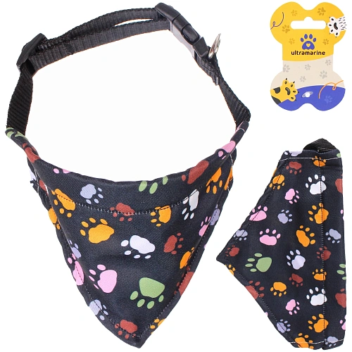 Ошейник с банданой для кошек и собак мелких пород Стильный БРО, принт лапки, рM, 2013см (лейбл)_8