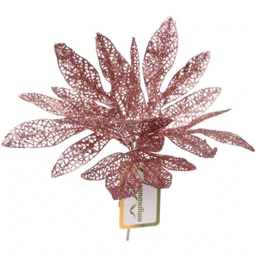 Ветка декоративная "Сказочный листопад" 25 см, Розовое золото