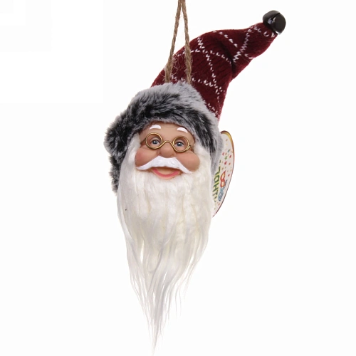 Украшение на бутылку Дед Мороз 15 см, бордовый колпачок_6