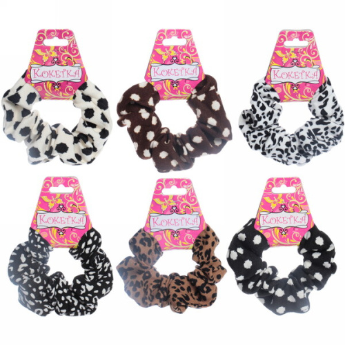 Резинка для волос "Collection School", принт леопард, микс 6 цветов, d-12см