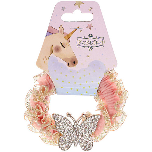 Резинка для волос 1шт МАЛЬТА, бабочка, микс 5 цветов, d-5см (подвес Единорог)_7